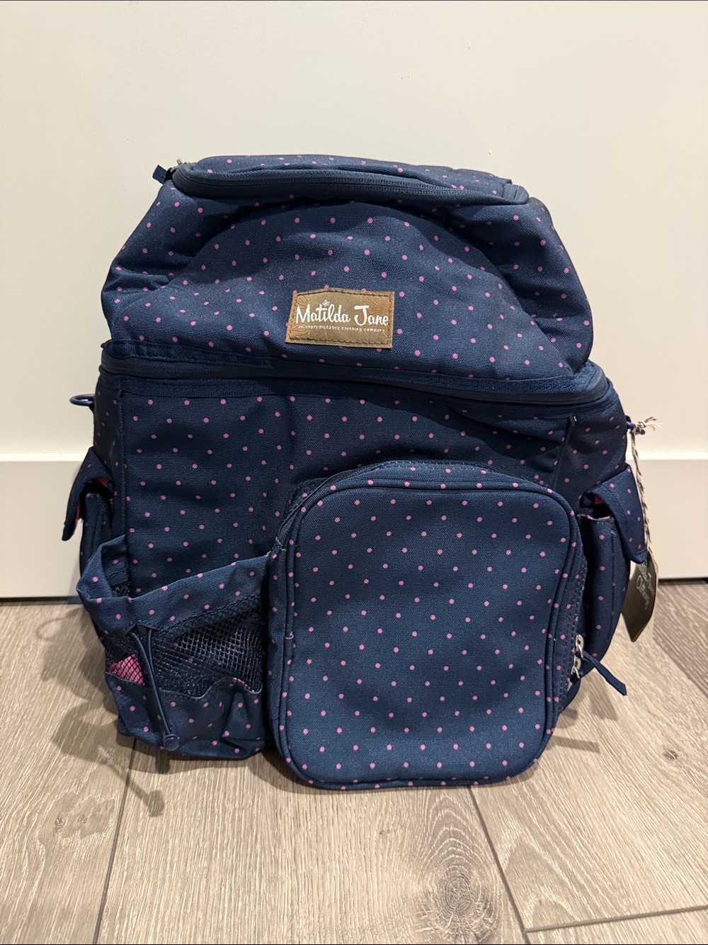 Matilda Jane Navy with Pink Polka Dots Backpack cooler or diaper bag